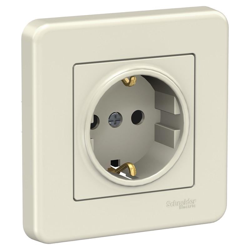 Розетка Schneider Electric Leona ABS с заземлением Кремовый (LNA2900123)