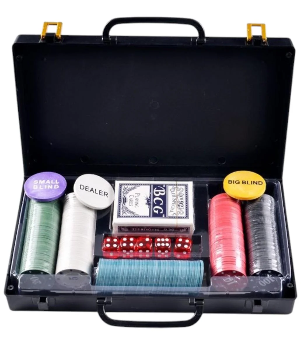 Набор игровой покер Texas Hold'em Poker Set на 200 фишек с номиналом в пластиковом кейсе (25738681)