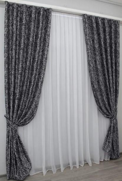 Шторы в гостиную/спальню Жаклин двухсторонний блекаут 1,5х2,7 м 2 шт. Черный (670ш) - фото 3 Шторы в гостиную/спальню Жаклин двухсторонний блекаут 1,5х2,7 м 2 шт. Черный (670ш) - фото 3