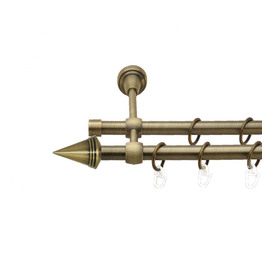 Карниз металлический Orvit Конус двухрядный литой/гладкая труба/кольцо металлическое Антик 16/16 мм 240 см (7181142)