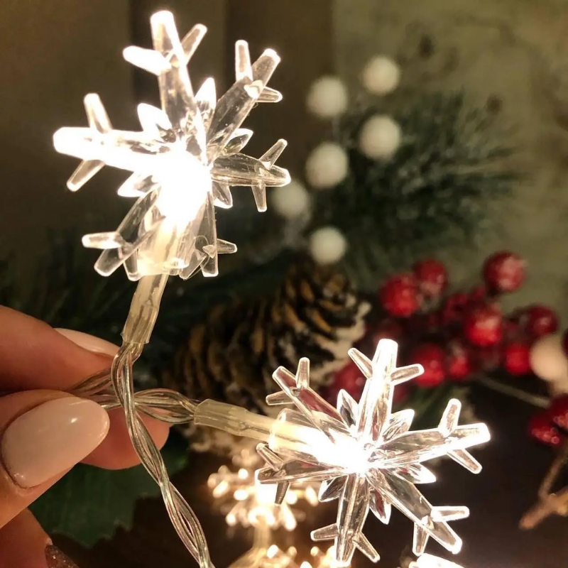 Гірлянда світлодіодна Сніжинки 3 м на батарейках Білий (2392533658) - фото 7