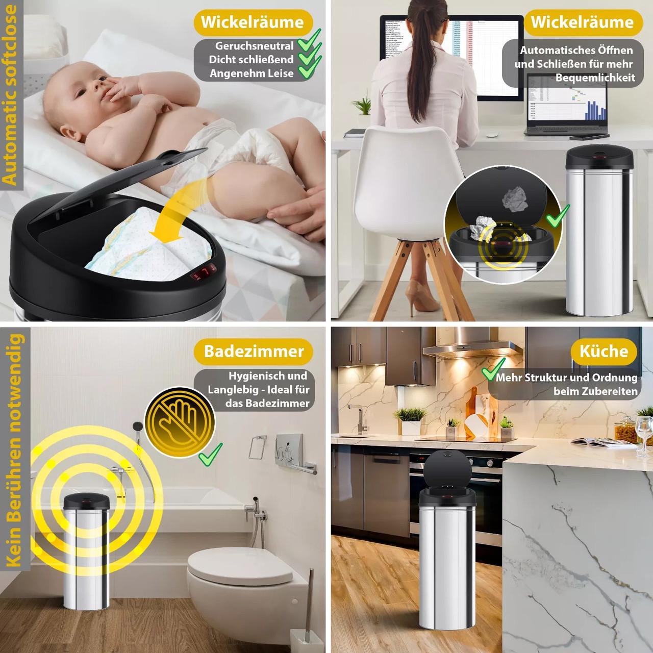 Мусорное ведро с автоматическим датчиком KESSER из нержавеющей стали 56 л Silver - фото 7 Мусорное ведро с автоматическим датчиком KESSER из нержавеющей стали 56 л Silver - фото 7