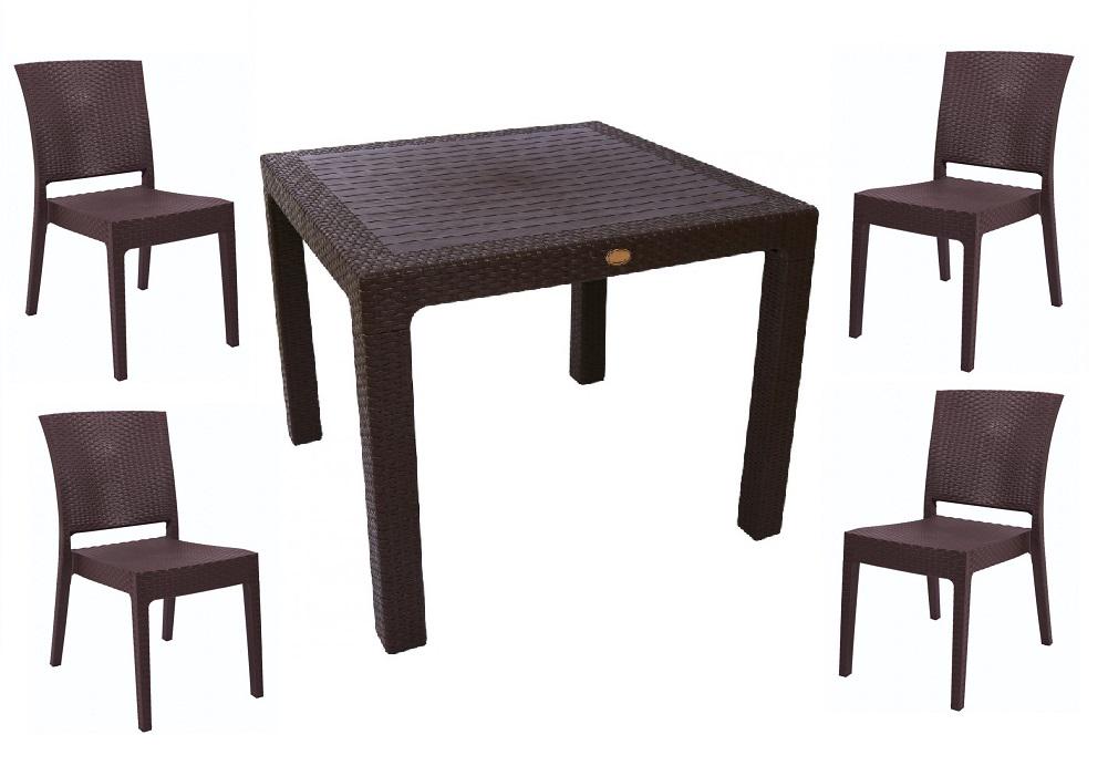 Комплект мебели садовой стул 4 шт. со столом Олаф Коричневый (26248722)