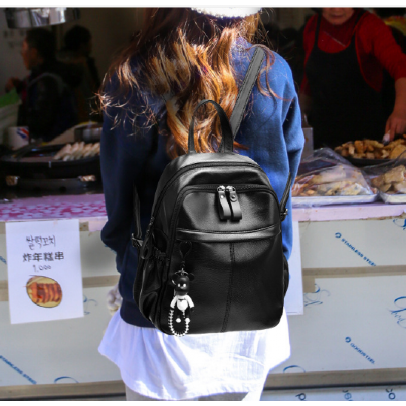 Рюкзак жіночий матовий 31x25 см Чорний (455) - фото 3 Рюкзак жіночий матовий 31x25 см Чорний (455) - фото 3