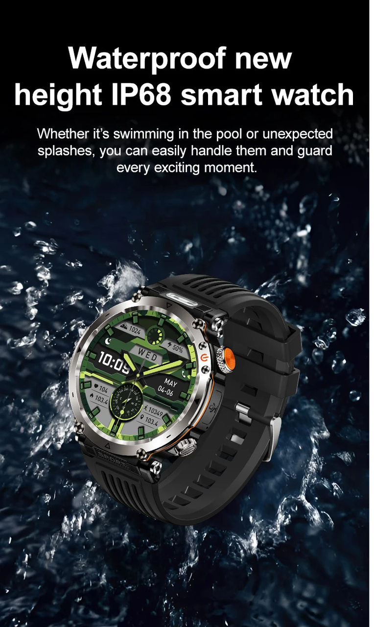 Смарт-часы 1,7'' HD IP68 с компасом/фонариком 600 мАч Зеленый (2621724237) - фото 7 Смарт-часы 1,7'' HD IP68 с компасом/фонариком 600 мАч Зеленый (2621724237) - фото 7