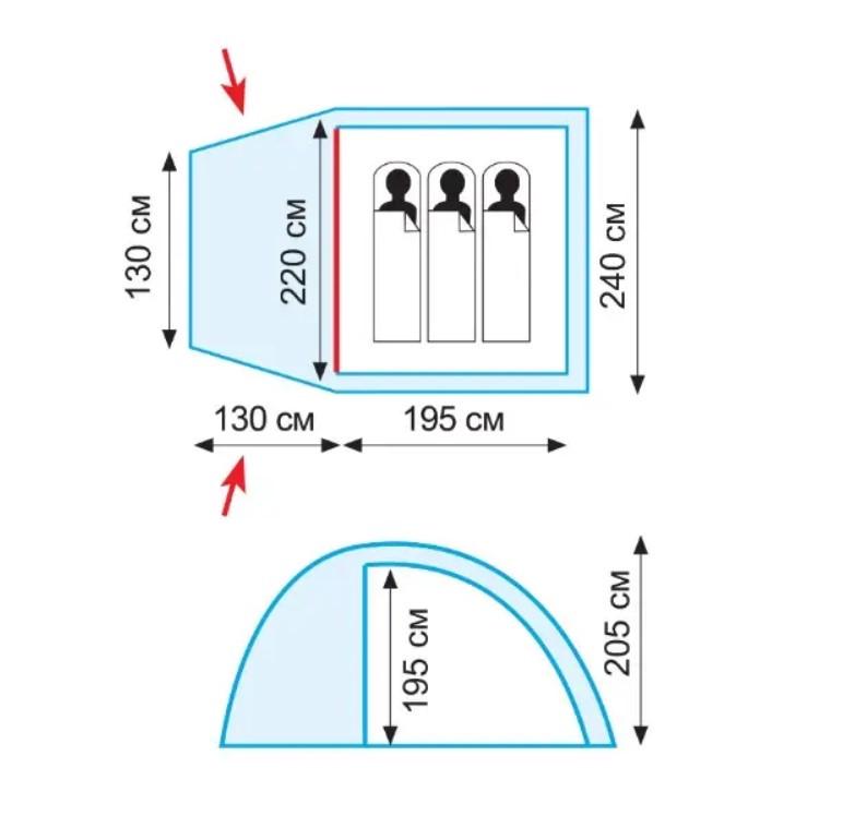 Палатка трехместная Tramp Bell 3 V2 TRT-080 Green (113463) - фото 2