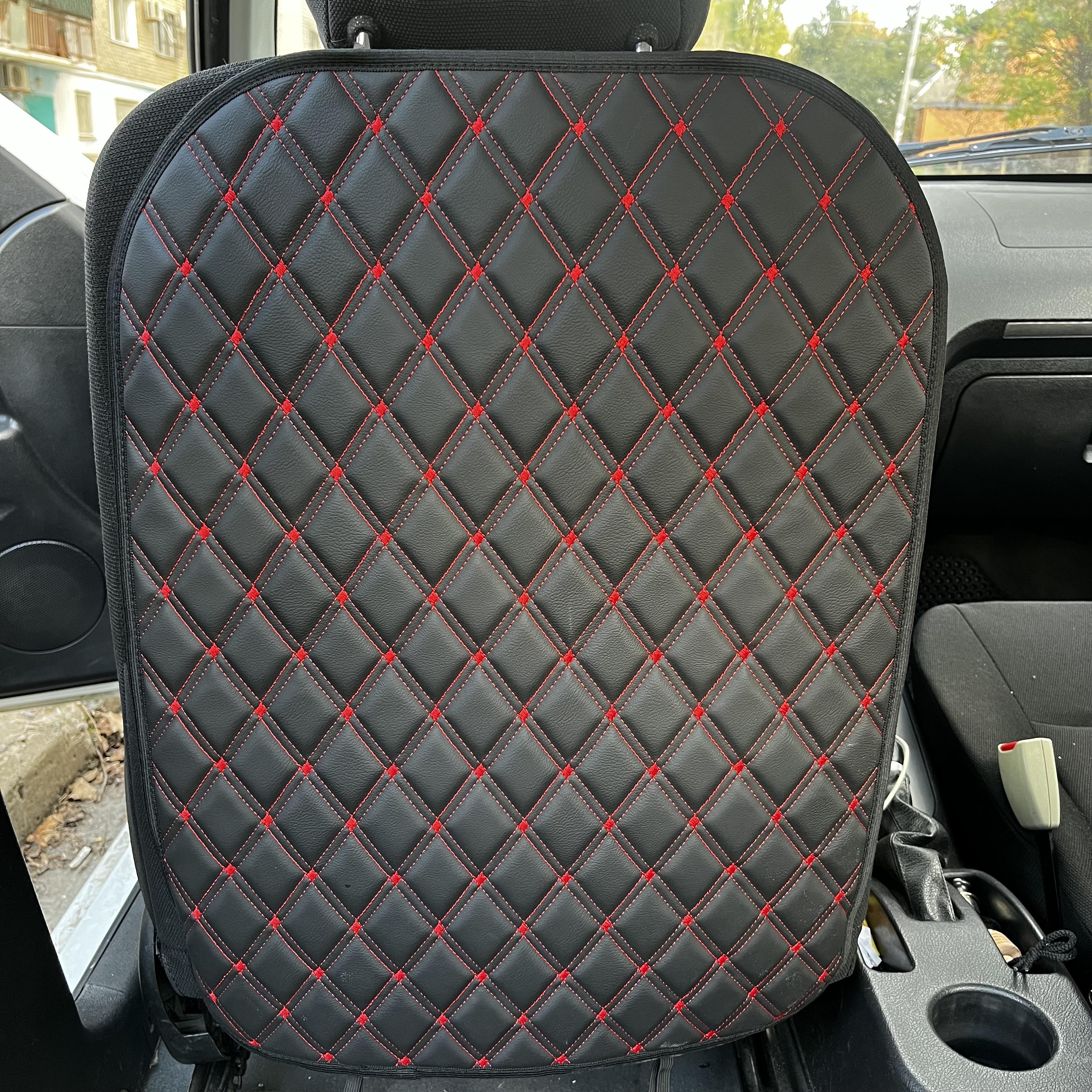Накидка захисна на спинку переднього сидіння автомобіля з екошкіри 60x45 см без кармана Чорний з червоним (29882946) - фото 1