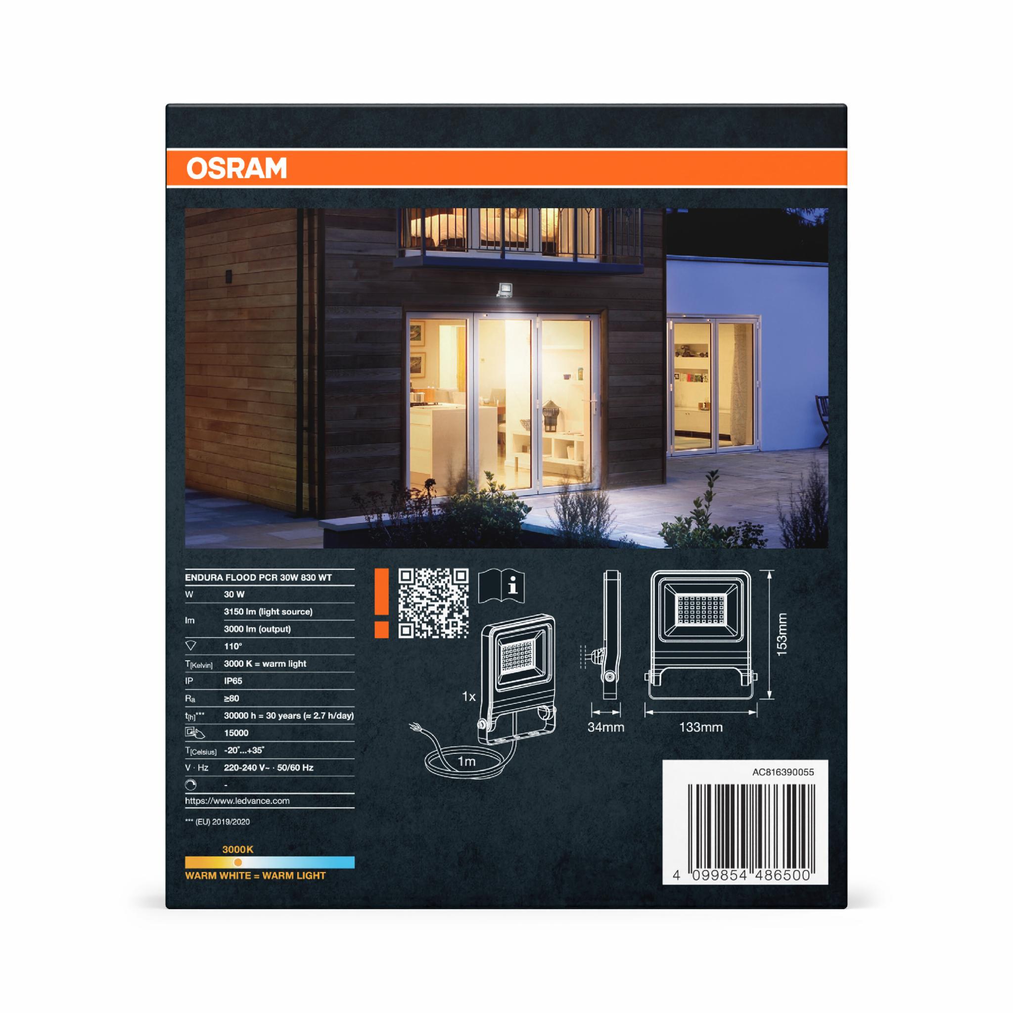 Светильник Osram ENDURA FLOOD 30W 230V 2700lm 3000K IP65 193x39x170 мм (4099854486500) - фото 8