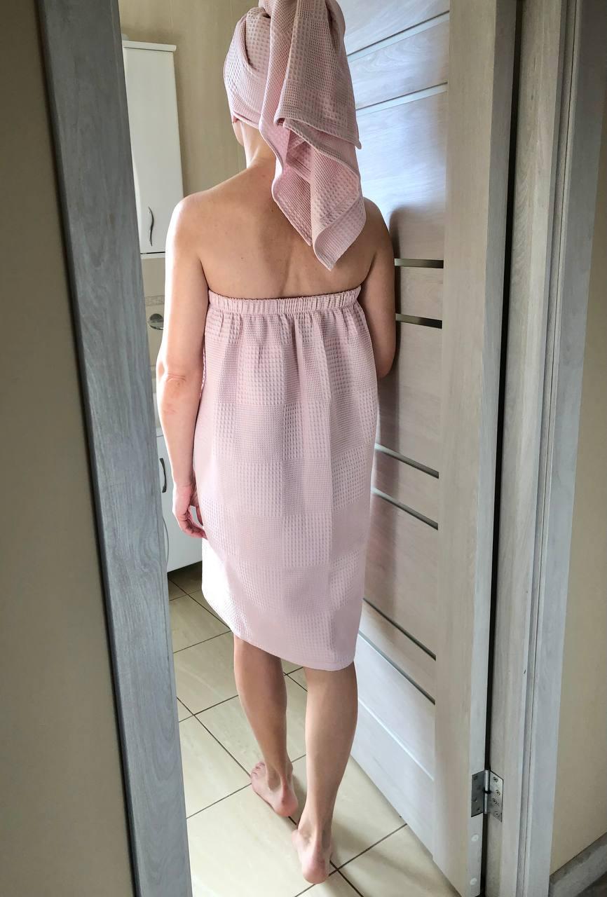 Рушник жіночий для лазні вафельний на резинці з парео S/XL (К0408В-3) - фото 8 Рушник жіночий для лазні вафельний на резинці з парео S/XL (К0408В-3) - фото 8