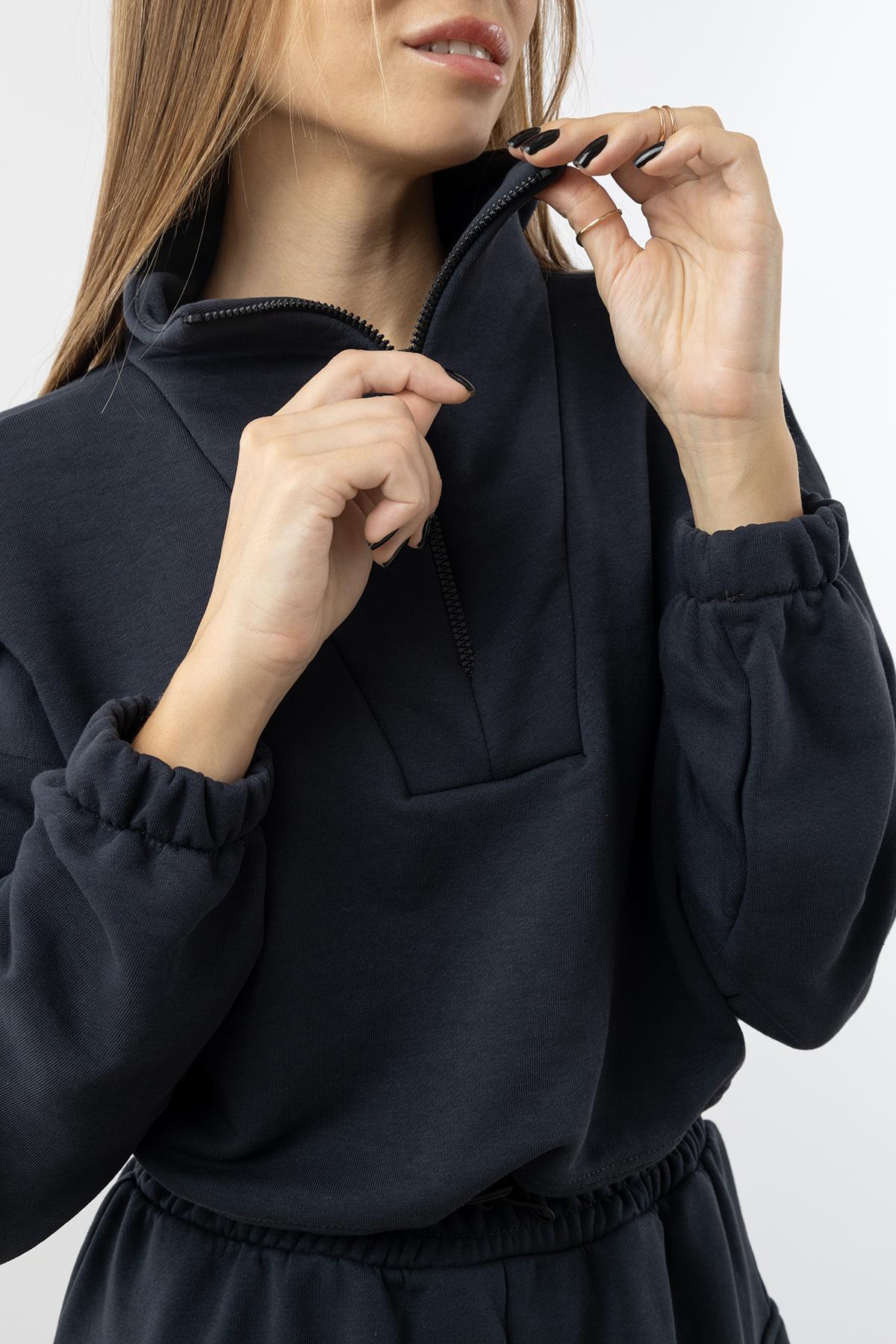 Свитшот женский ЦБ-00235809 р. 46 Темно-синий (SKT000946864) - фото 3