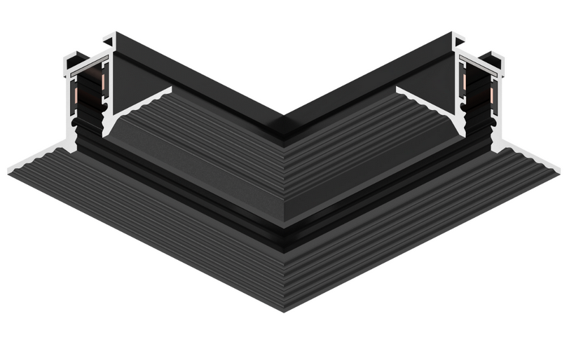 Соединитель угловой горизонтальний для магнитного шинопровода встроенного MERALLI Черный (TRUV0G001)