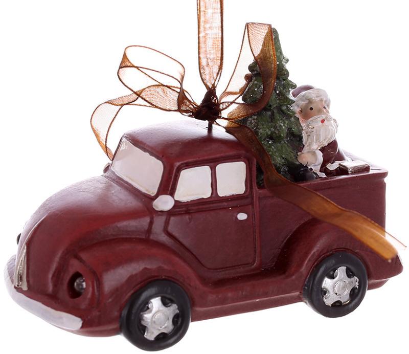 Набор новогодних подвесок Машинка с елкой с LED-подсветкой 4 шт. 10 см