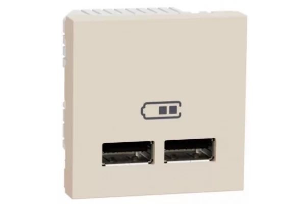 Розетка двойная Schneider Electric PC Unica USB 2,1А 2 модуля Бежевый (NU341844) Розетка двойная Schneider Electric PC Unica USB 2,1А 2 модуля Бежевый (NU341844)