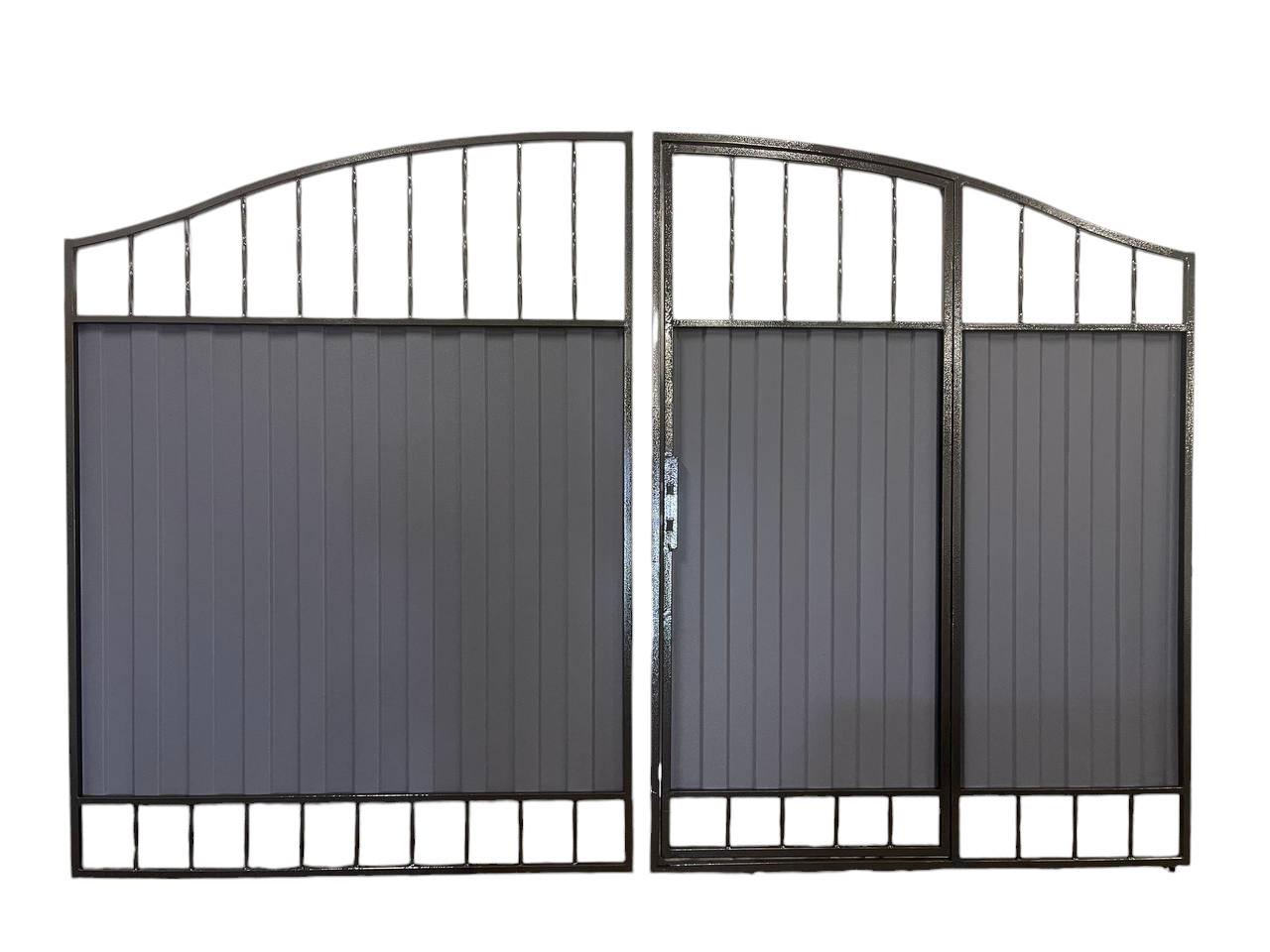 Ворота кованые с калиткой и профнастилом 3400х2000 мм (А-01003)