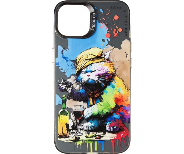 Чехол наклакда Gelius Case (PC+TPU) для iPhone 13 / 14, Drunk Cat