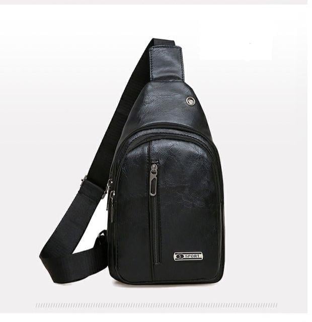 Бананка мужская сумка через плечо экокожа Черный (A_10252)