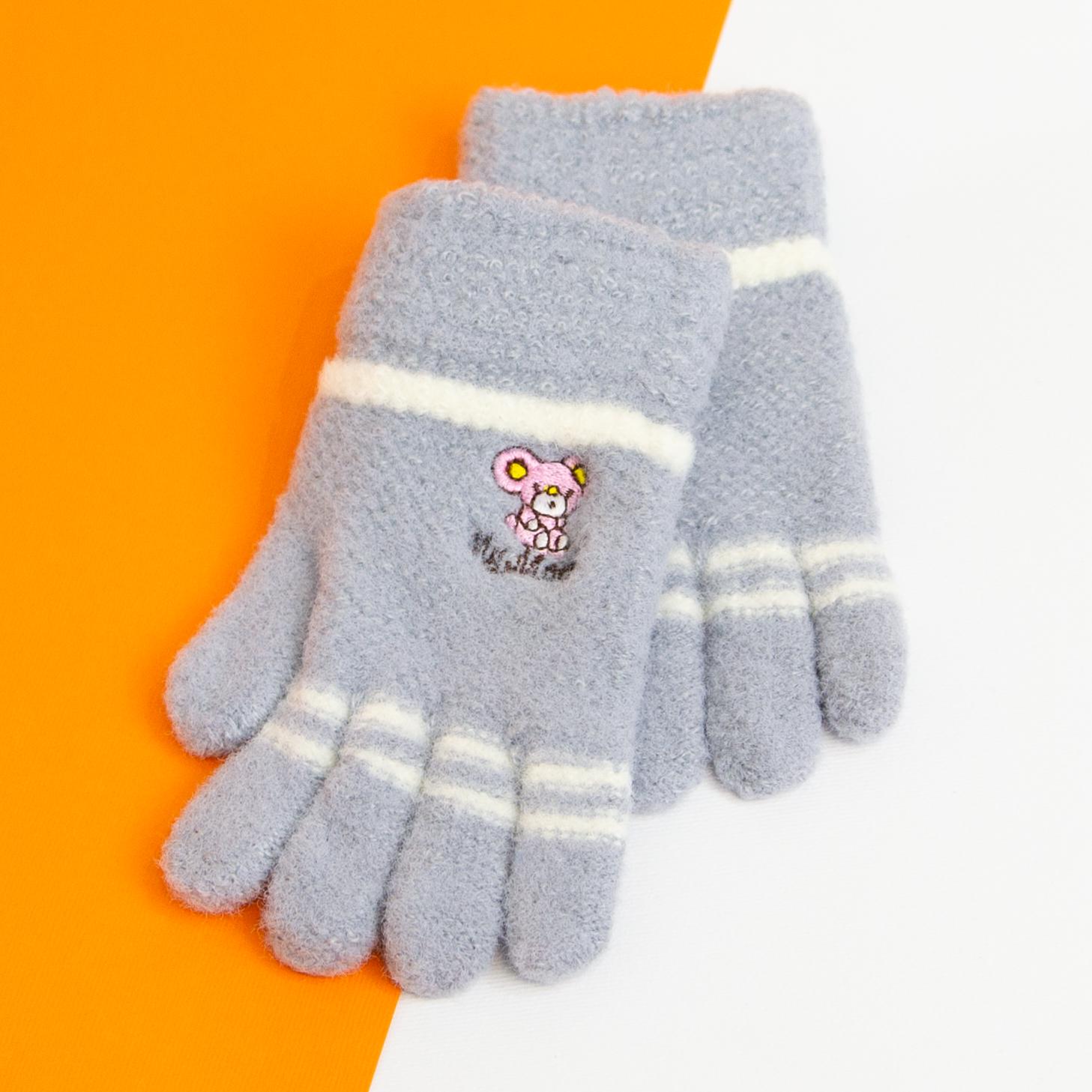 Перчатки детские на 5 - 6 - 7 лет для девочек/мальчиков зимние Серый (20-25-1)