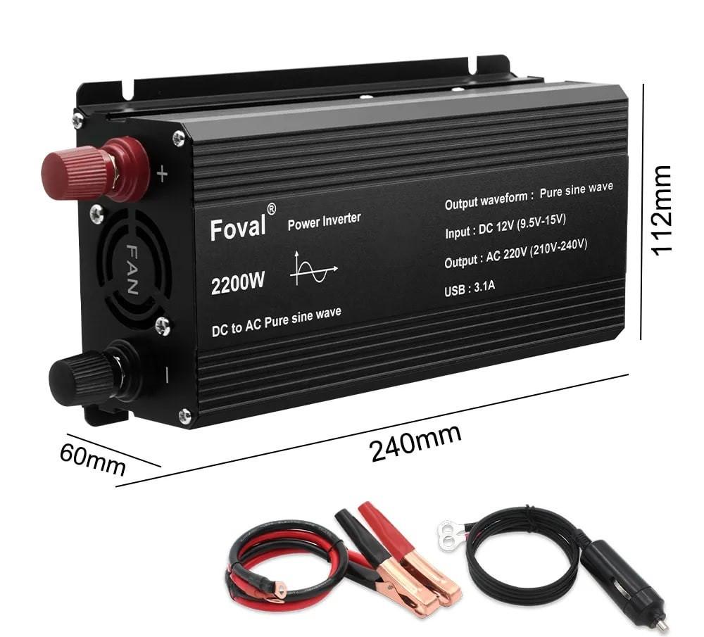 Инвертор Foval 2200W с 12 в 220 V чистая синусоида Черный - фото 2