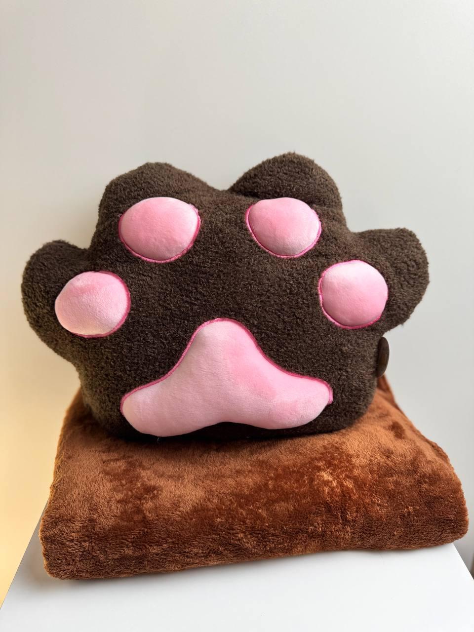 Плед-подушка дитячий Лапка 3в1 100х140 см Коричневий (П4К-lapa-pled-0010-36)