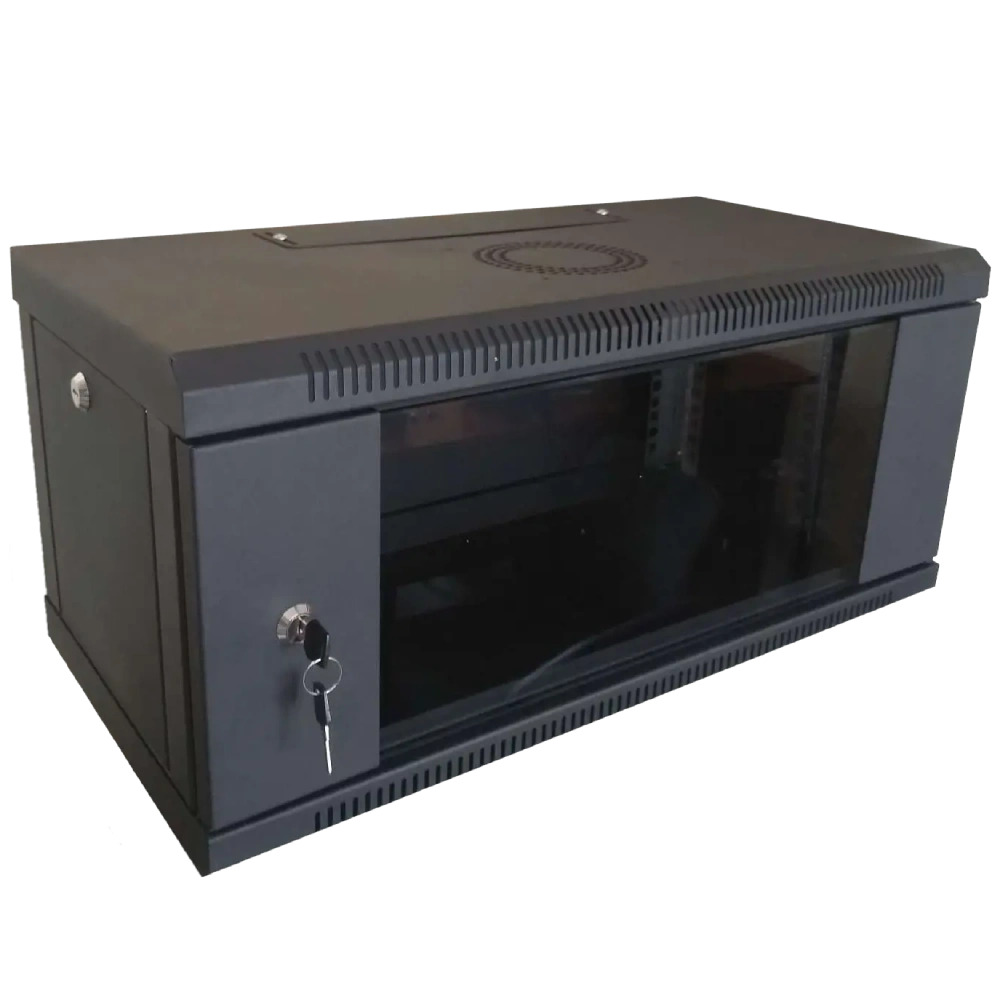 Шкаф коммутационный настенный Hypernet WMNC-4U-FLAT 4U с тонированым коленным стеклом 600x450 мм Black (27918462)