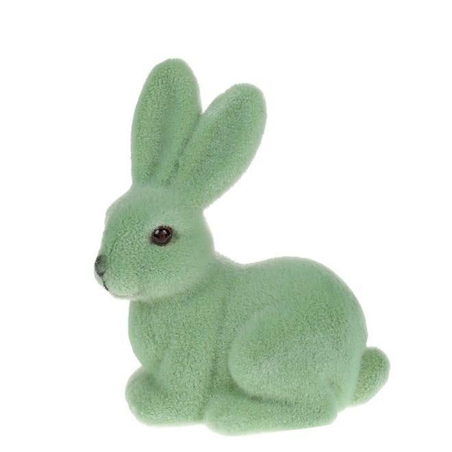 Фигурка пластиковая Flora Пасхальный Кролик флок 10 см Мятный (40336)