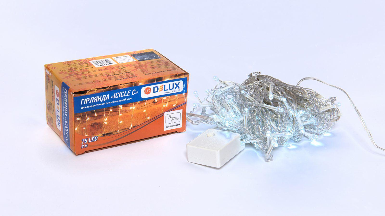 Гирлянда внутренняя Delux Icicle С 75 LED бахрома IP20 2x0,7 м Белый/Прозрачный (13455417)