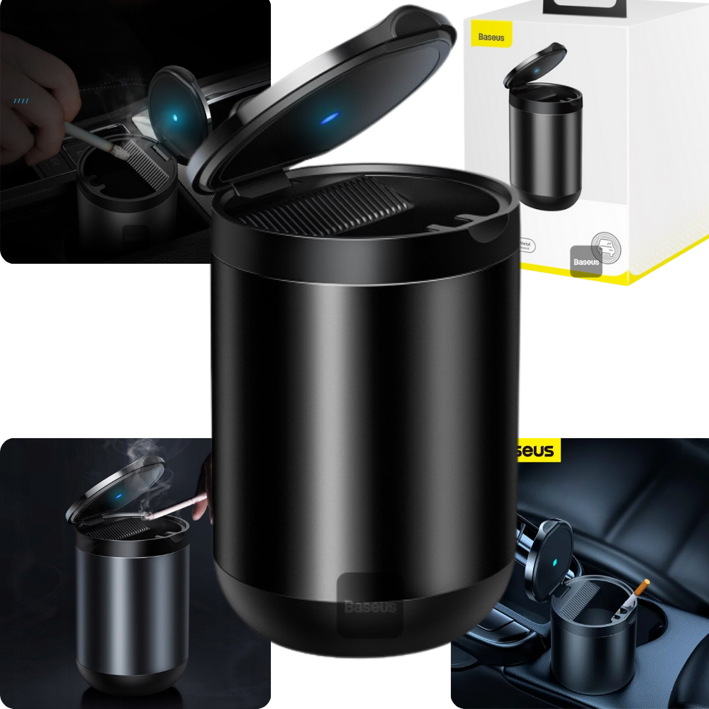 Попільничка автомобільна BASEUS з підсвічуванням в підсклянник універсальна Чорний (25335951) - фото 8