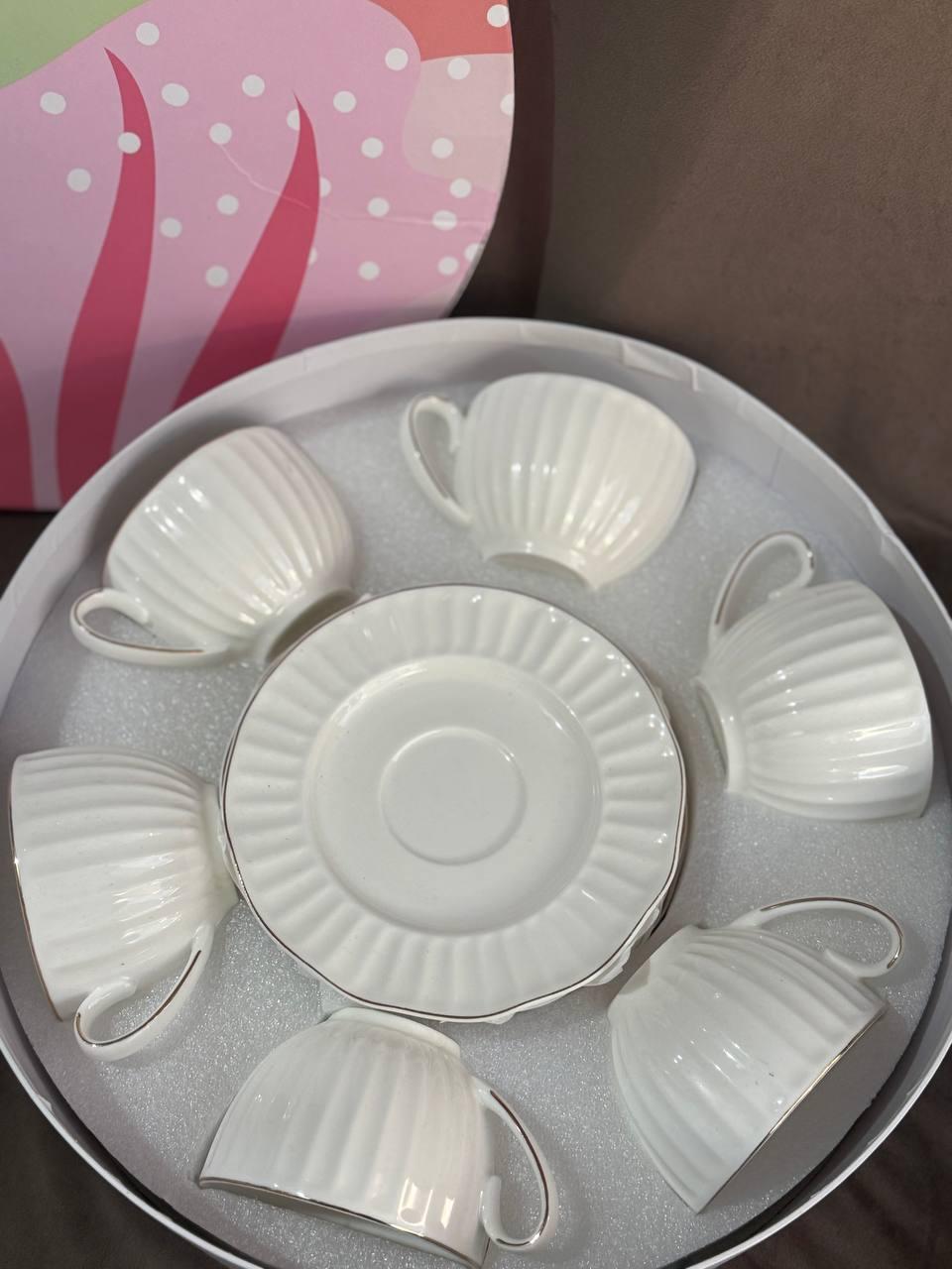 Чайный сервиз Elisey Венецианские волны керамический 230 мл 12 предметов Белый (9292-021)