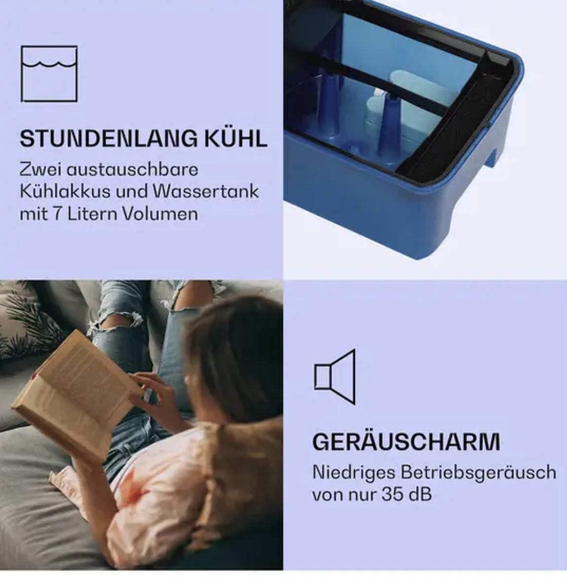 Охолоджувач-вентилятор Klarstein IceWind Plus 4в1 повітроохолоджувач коливальний пульт дистанційного керування 330 м3/год - фото 6 Охолоджувач-вентилятор Klarstein IceWind Plus 4в1 повітроохолоджувач коливальний пульт дистанційного керування 330 м3/год - фото 6