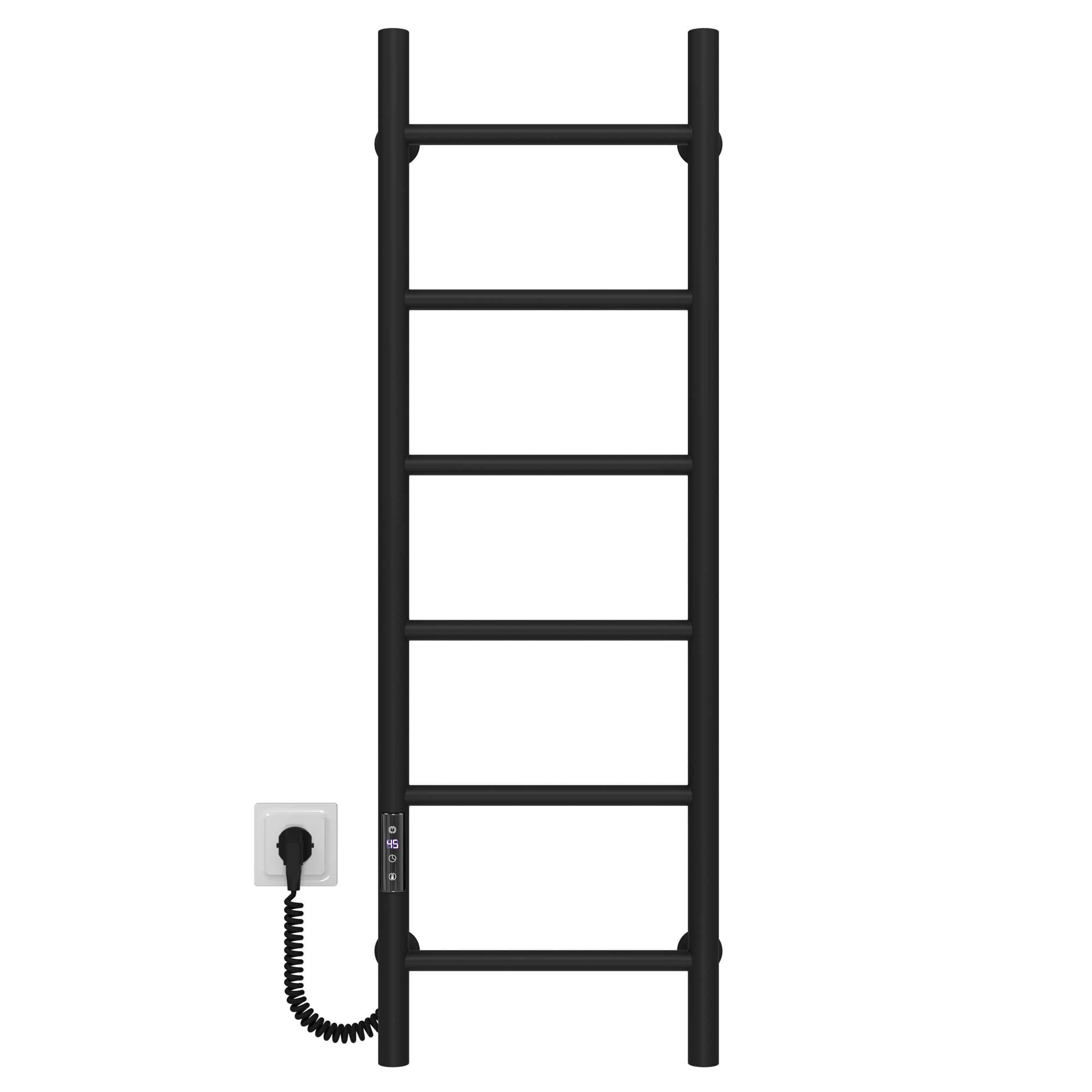 Полотенцесушитель электрический Deffi Орион П6 JD03 левое подключение нержавеющая сталь 300х1000 мм Черный (C.OR.100.30.6.EBL1)