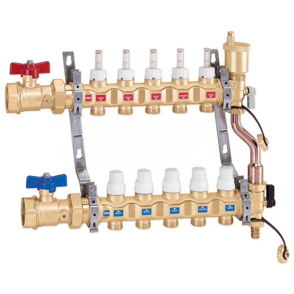 Колектор для теплого пола Caleffi 1"x3/4" 10 выходов, с расходомерами (6686L5)
