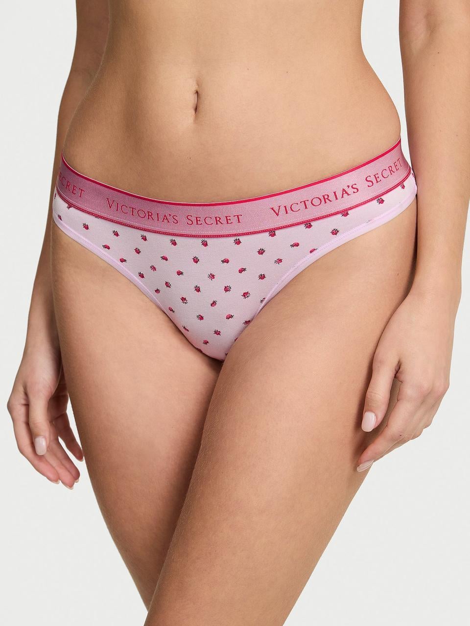 Трусики женские стринги Victoria's Secret Logo Cotton Thong XS Фиолетовый (2126439778311)
