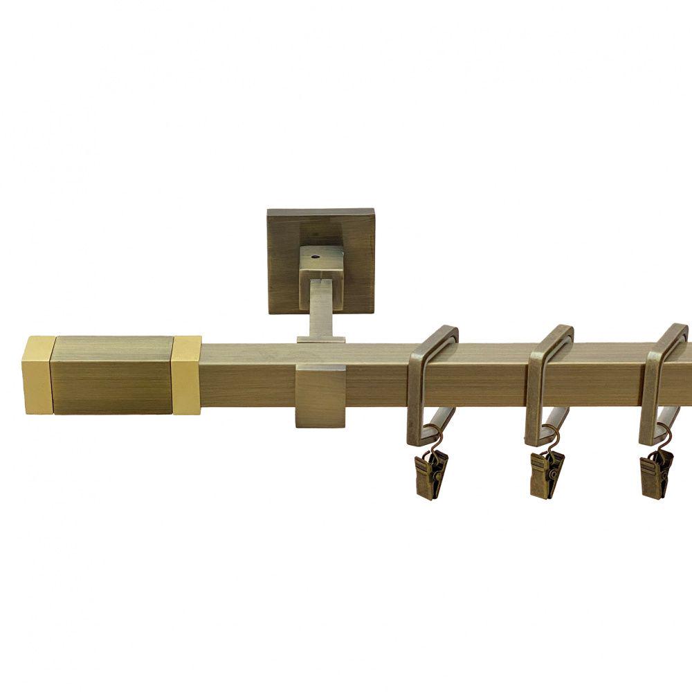 Карниз Orvit Коней Антик ( Квадро) металевий однорядний бруклін гладка труба кільце тихохідне квадро з жабкою 20 мм 200 см Антик (00-00015584)