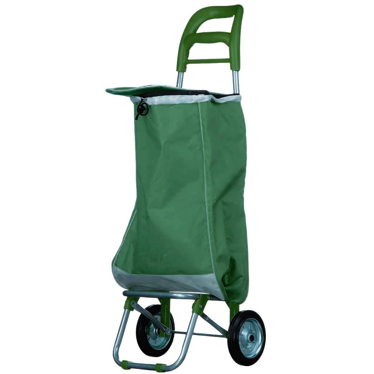 Тачка сумка Shopping bag з залізними колесами до 25 кг 34х27х94 см Зелений