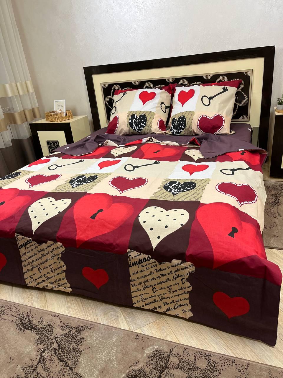 Комплект постільної білизни Ключ бавовняний двоспальний 180x220/70х70 см Коричневий (12851663)