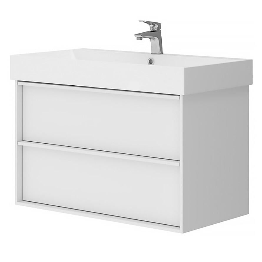 Тумба с умывальником подвесная Devit Quadra 083085WB 86,4x60x45 см Белый (176329)