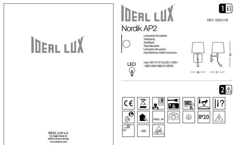 Бра Ideal Lux Nordik AP2 (158242) - фото 2