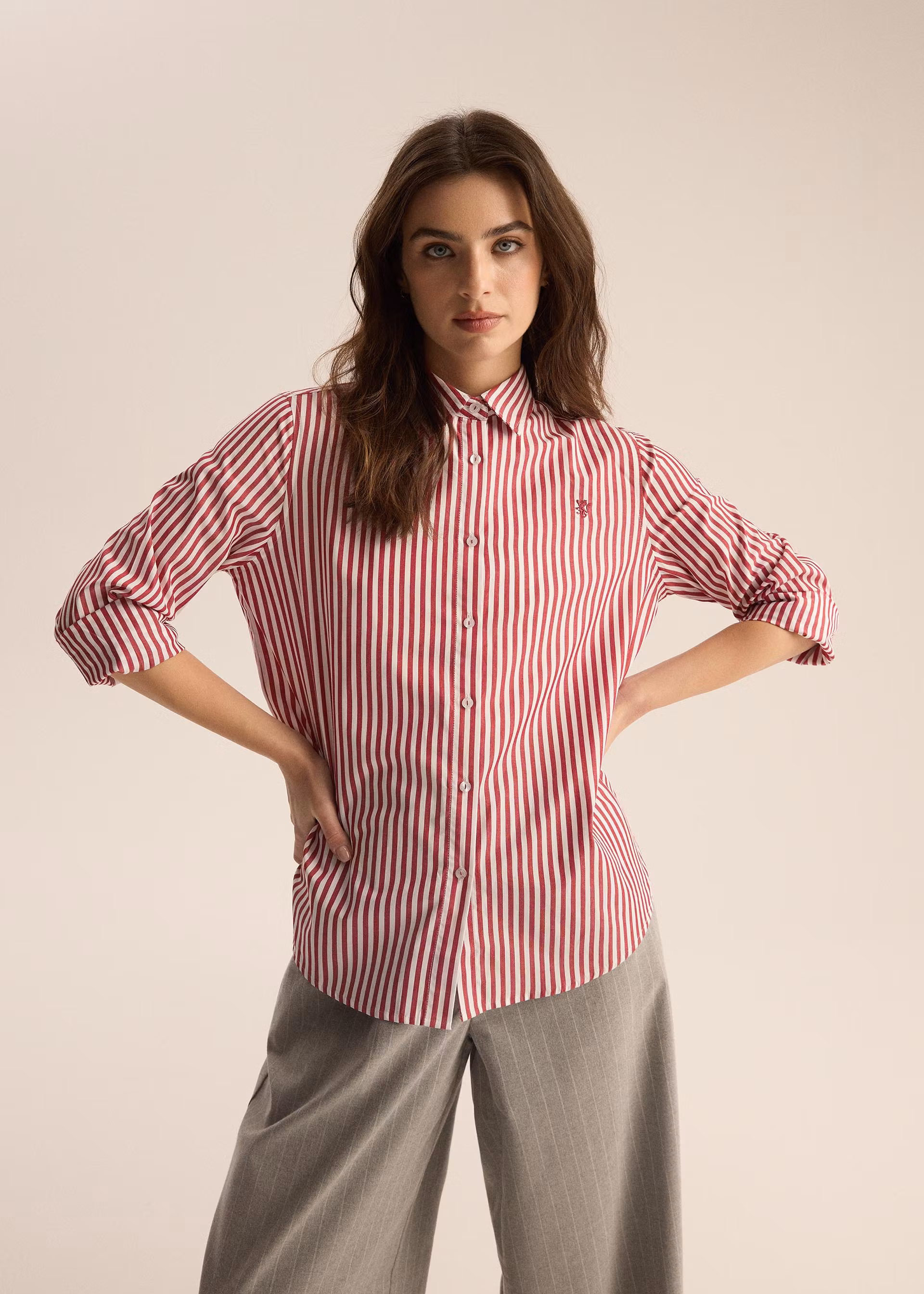 Рубашка женская Diverse DIDORA L Белый-Красный (5905384177247)