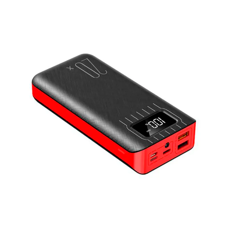 Повербанк Warmsof 20000mAh 2xUSB 1хType-C/Lightning с LED-дисплеем Черный/Красный (14960533)
