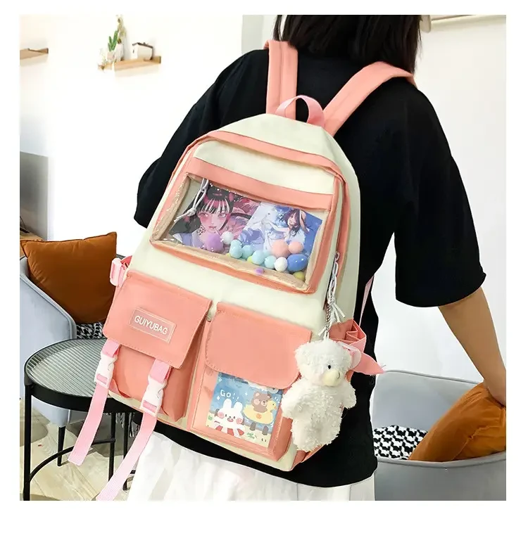 Шкільний набір для дівчинки-підлітка SG406-4 4в1 портфель/пенал/косметичка/сумка-шоппер Білий/Рожевий (DR014350) - фото 4 Шкільний набір для дівчинки-підлітка SG406-4 4в1 портфель/пенал/косметичка/сумка-шоппер Білий/Рожевий (DR014350) - фото 4