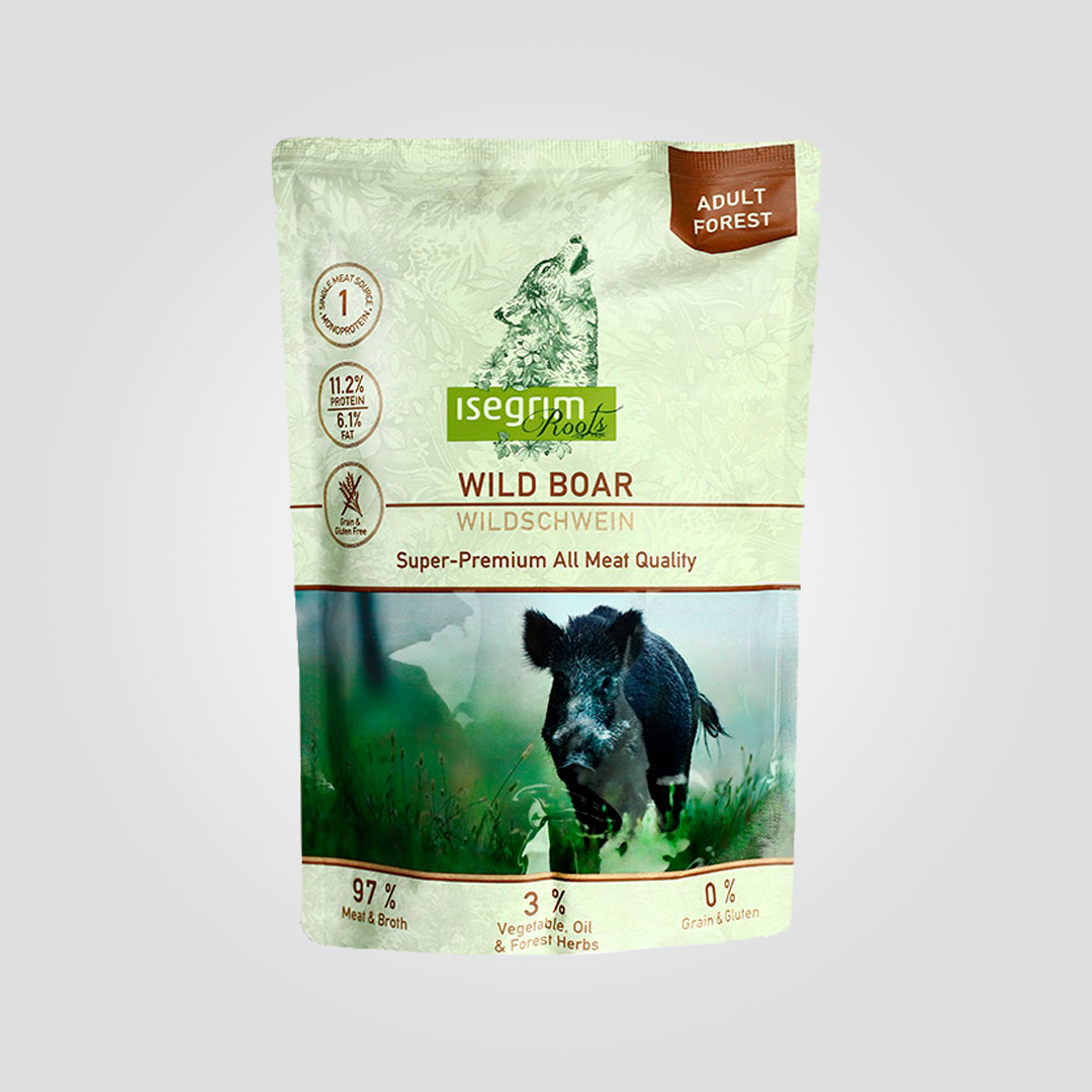 Корм влажный для собак Isegrim Roots кабан с пастернаком/льняным маслом/лесными травами 410 г (20502504)