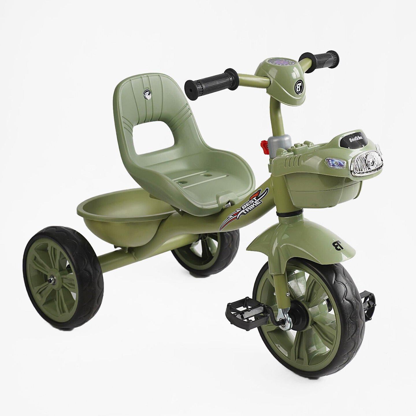 Дитячий триколісний велосипед без ручки Best Trike BS з двома кошиками Зелений