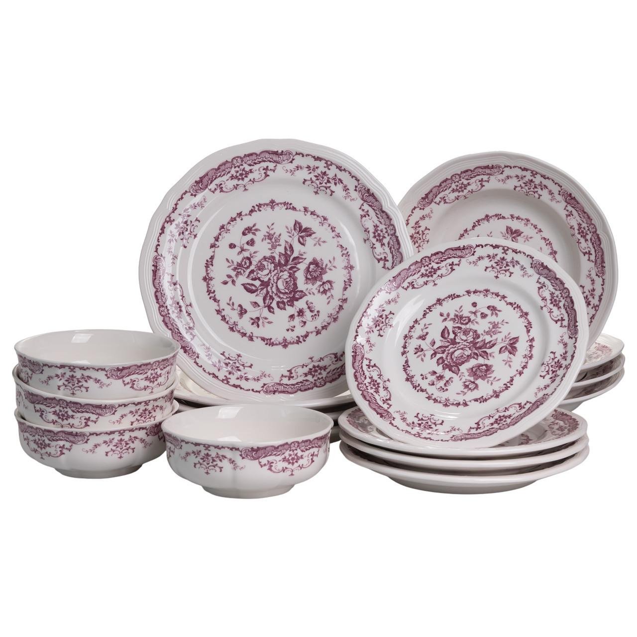 Столовый набор посуды тарелок Bissi 16 штук на 4 персоны фарфоровый обеденный Розовый (YY78-2A) - фото 4 Столовый набор посуды тарелок Bissi 16 штук на 4 персоны фарфоровый обеденный Розовый (YY78-2A) - фото 4