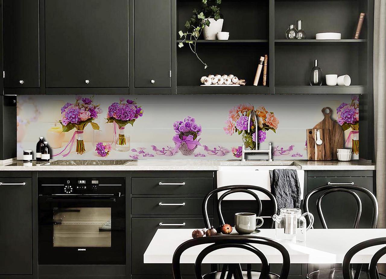 Кухонный фартук Цветочные букеты из самоклеющейся виниловой пленки 65х250 см Бежевый Кухонный фартук Цветочные букеты из самоклеющейся виниловой пленки 65х250 см Бежевый