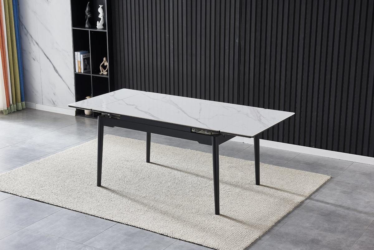 Обідній стіл BONN II CERAMIC 140-200х90 см Білий глянець/Чорний (BONNIIWH)