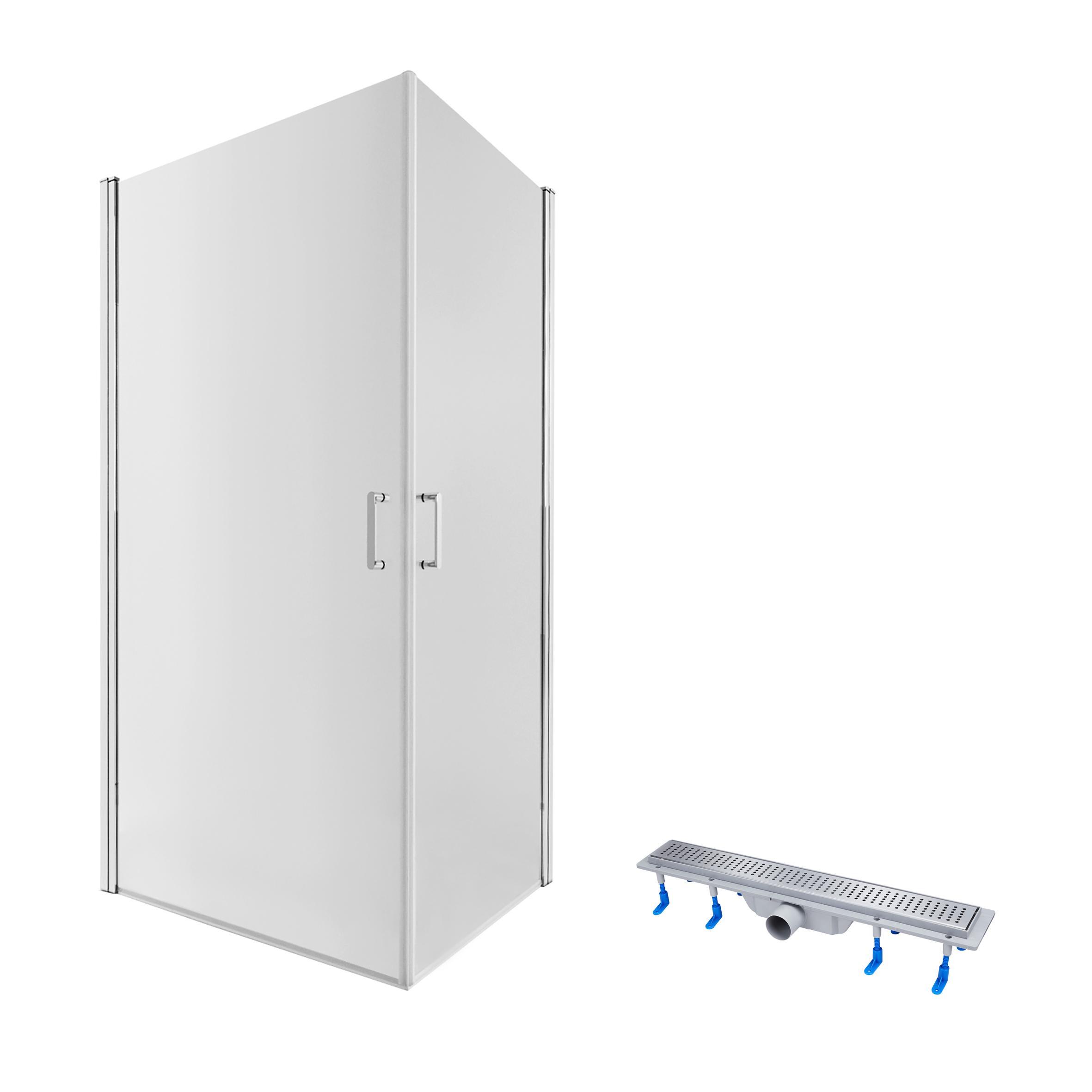 Набор Qtap душевая кабина Gemini CRM1018RC6 стекло Clear 6 мм трап линейный Dry FB304-600