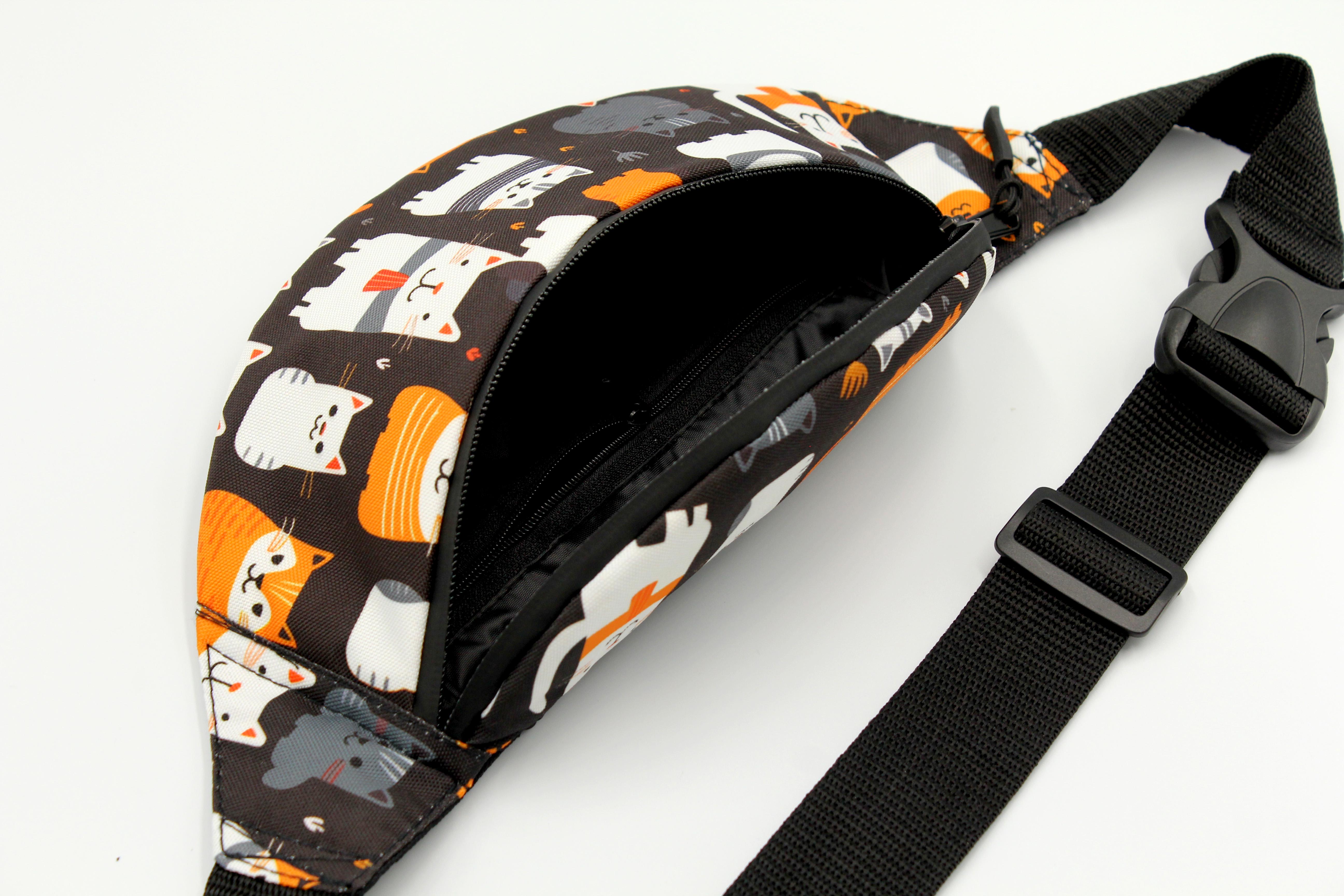 Сумка бананка Котики Чорний (BT-036) - фото 6 Сумка бананка Котики Чорний (BT-036) - фото 6