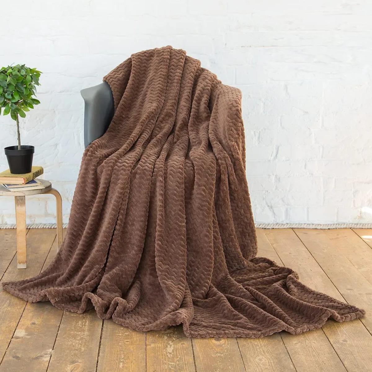 Плед Koloco Волна двуспальный 180х200 см Коричневый (36912)