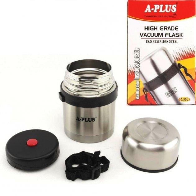Термос пищевой A-PLUS 1662 из нержавеющей стали с чехлом 500 мл (1670965067) - фото 2