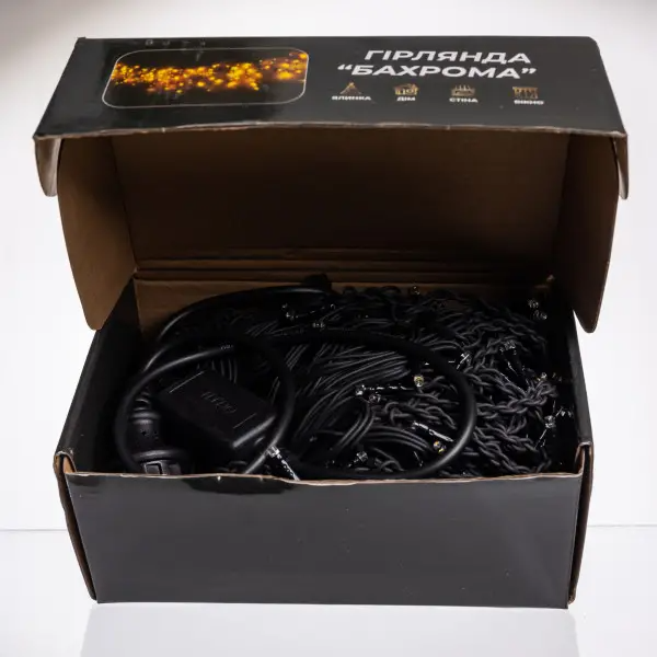 Гірлянда мережна Бахрома вулична 20 м 335 LED діодів зовнішня від мережі чорна нитка колір світла Жовтий (20MBY) - фото 7